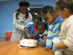 Celebrating birthday at Come & See Youth Group